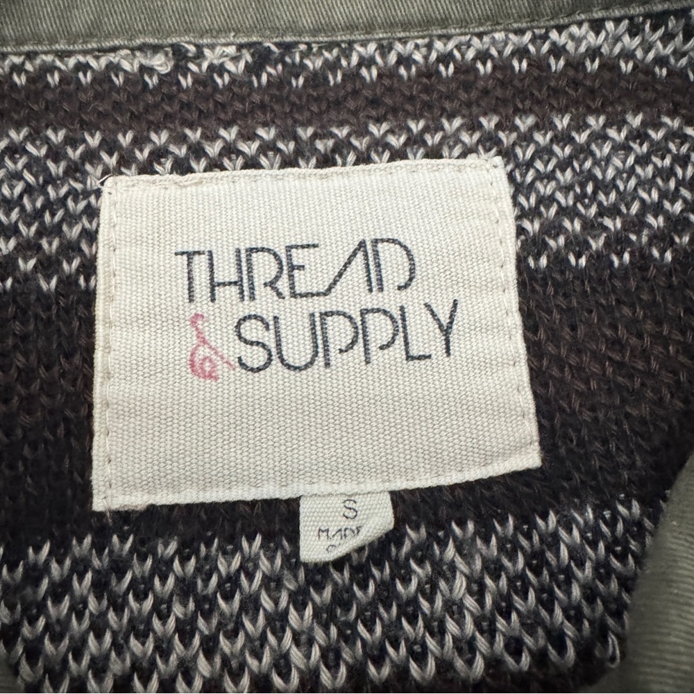 Thread & Supply Small Green Utility Jacket Chore Coat ~ Patterned Back Boho - Picture 7 of 8